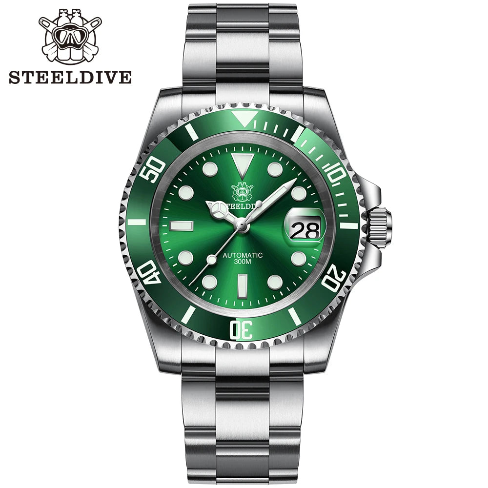 SD1953 STEELDIVE Brand Ceramic Bezel 41mm Steeldive 30ATM Water Resistant NH35 Automatic Mens Dive Watch with Milled Clasp