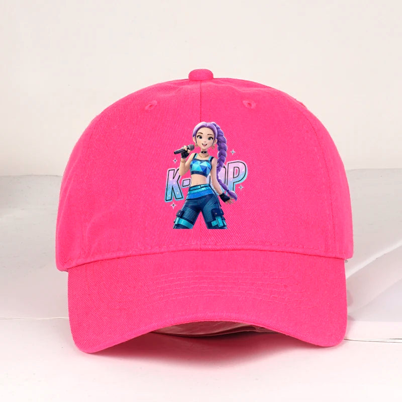 K-POP Purple Hair Idol Cartoon Print Baseball Cap Men Women Y2K Streetwear Adjustable Dad Hat Sun Hat