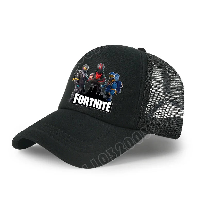 Fortnite-baseballkasket med tegneserieagtigt spilprint til børn, åndbar mesh-sommerkasket med justerbar skygge, fødselsdagsgave til børn