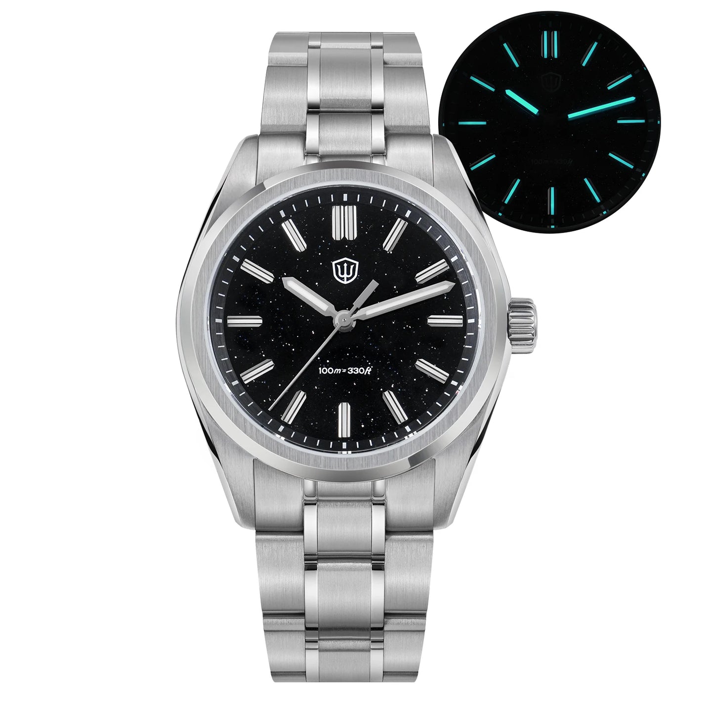 Watchdives New WD0003B Aventurine Dial Watch VH31 Quartz Movement Sapphire Crystal Luminous 100m Waterproof 36mm Vintage Watch