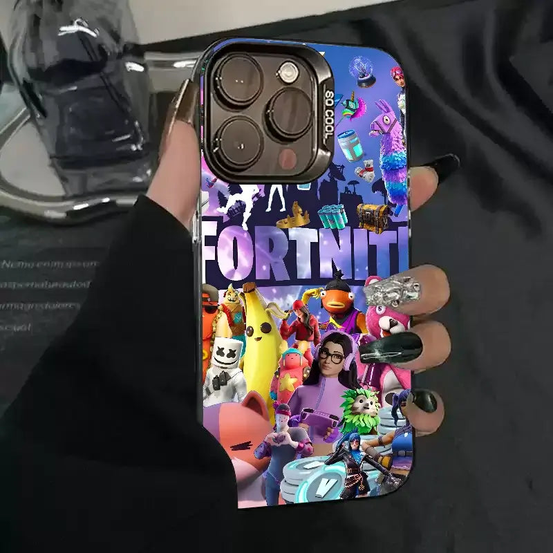 1pc Game F-fornite Phone Case Phone Case IMD Color Silver Shell For IPhone 16 15 14 13 12 11 Pro Max Plus