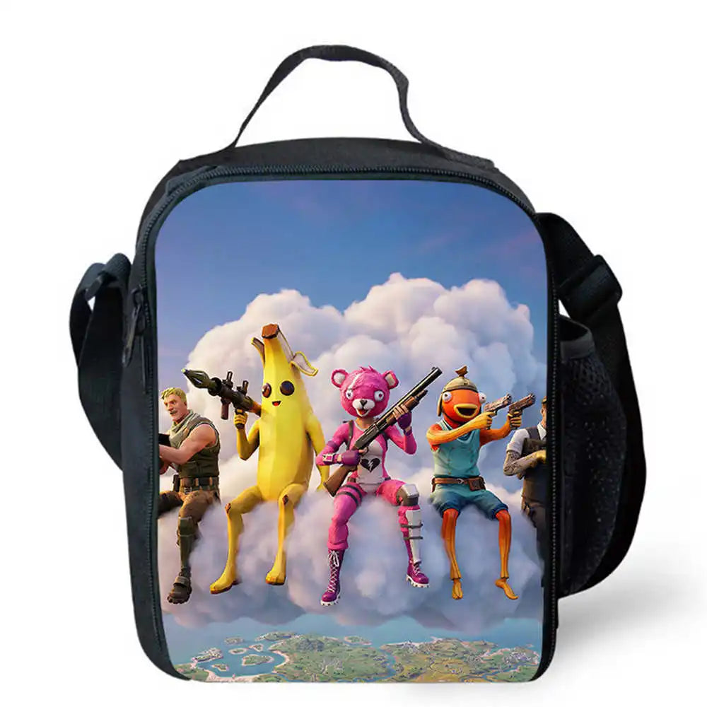 Lunchbags für Kinder, Cartoon-Fort-nite-Schul- und Picknicktaschen für Mädchen und Jungen, isolierte Kühltaschen für Kinder, tragbar und leicht