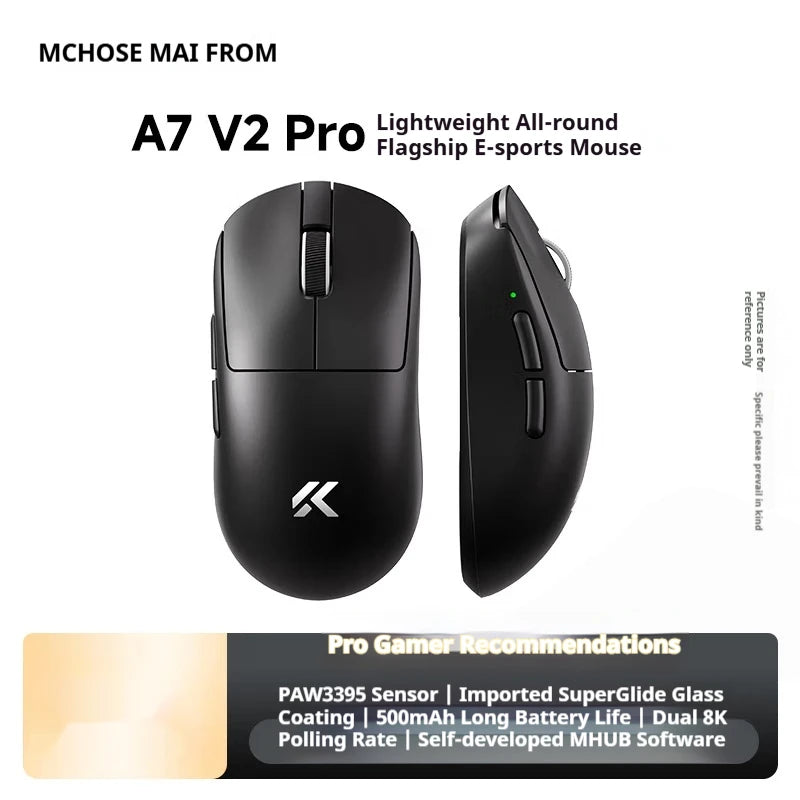 Bezdrôtová myš MCHOSE A7 V2 Ultra+ Tri-Mode Lightweight Paw3950 Ti 42000dpi 500mah pre PC, e-šport a notebook – herná myš a príslušenstvo