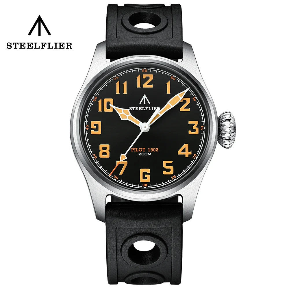 STEELFLIER Official SF740V New Quartz Pilot Series Swiss C3 Luminous 200M Waterproof VH31 Movement Men's Fashion Business Watch