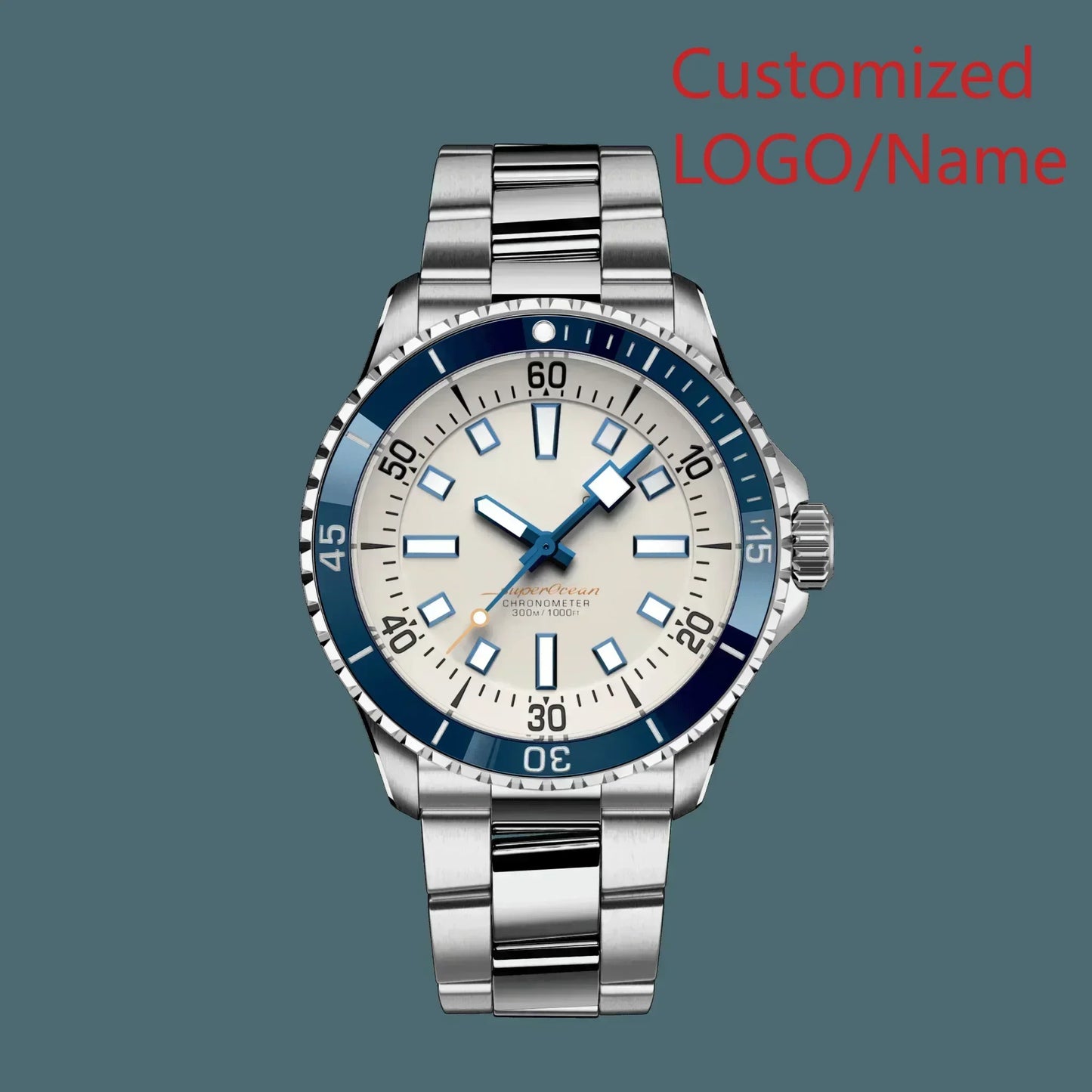 A11 Store Customized Watch Super ocean Mens Automatic Mechanical Watch Stainless Steel Black Blue Ceramic Bezel 44mm