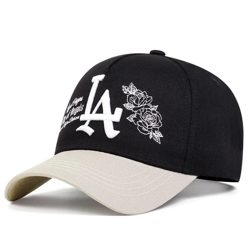 Unisex LA Rose Embroidery Snapback Baseball Caps Spring and Autumn Outdoor Adjustable Casual Hats Sunscreen Hat Sports Cap