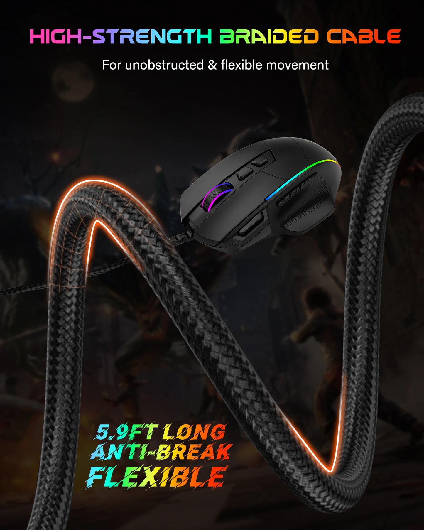 E-YOOSO X49 Wired Gaming Mouse 12400 DPI Adjustable, RGB Backlit, 8 Programmable Buttons, Ergonomic Gamer Mouse for PC Laptop