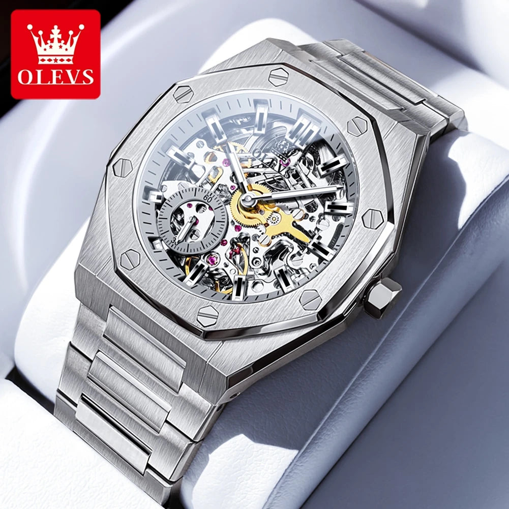 OLEVS 6669 Fully hollow men's watch luxury automatic mechanical watch men's 30M waterproof Man Wristwatches