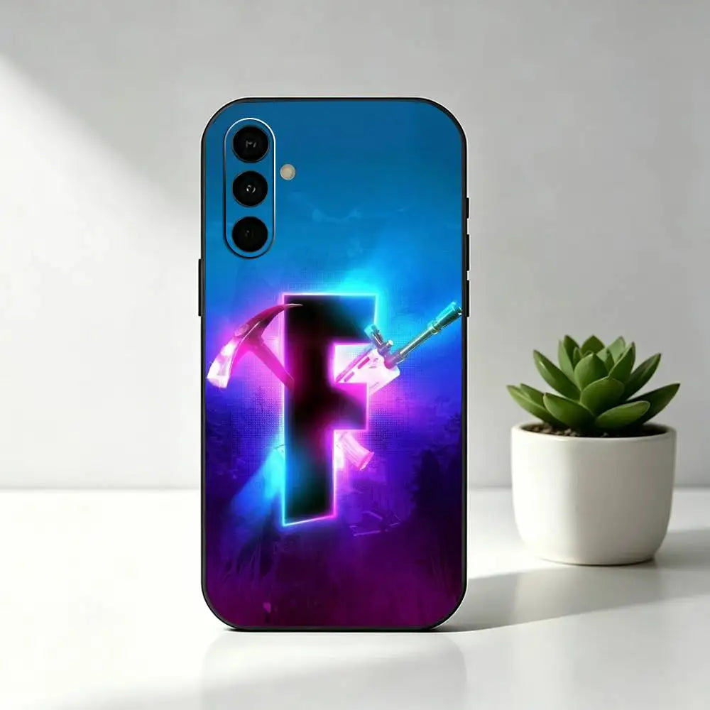 R-Royales F-Fortnites Game Phone Case Black Silicone Soft For Samsung Galaxy A73,A72,A71,A70,A53,A52,A51