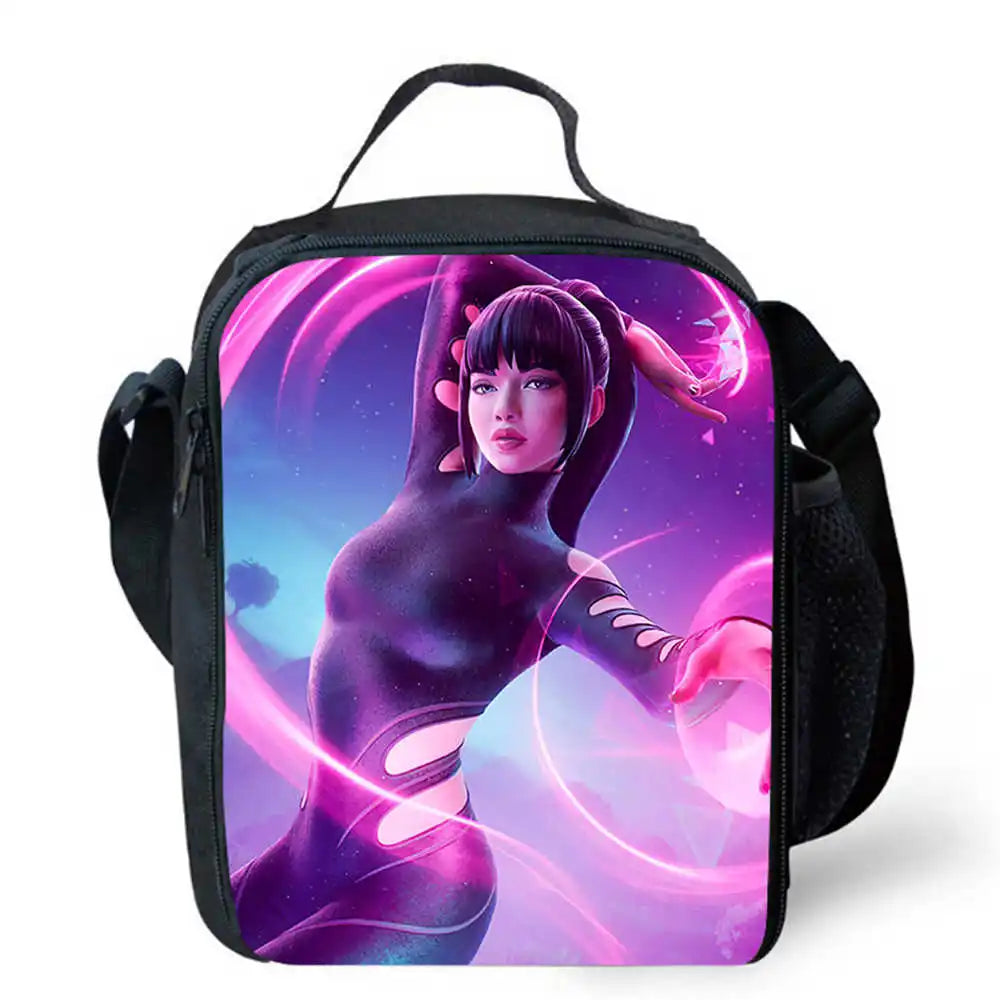 Lunch-Taschen für Kinder, Cartoon-Fortnite-Schul- und Picknicktaschen für Mädchen und Jungen, isolierte Kühltaschen für Kinder, tragbar und leicht