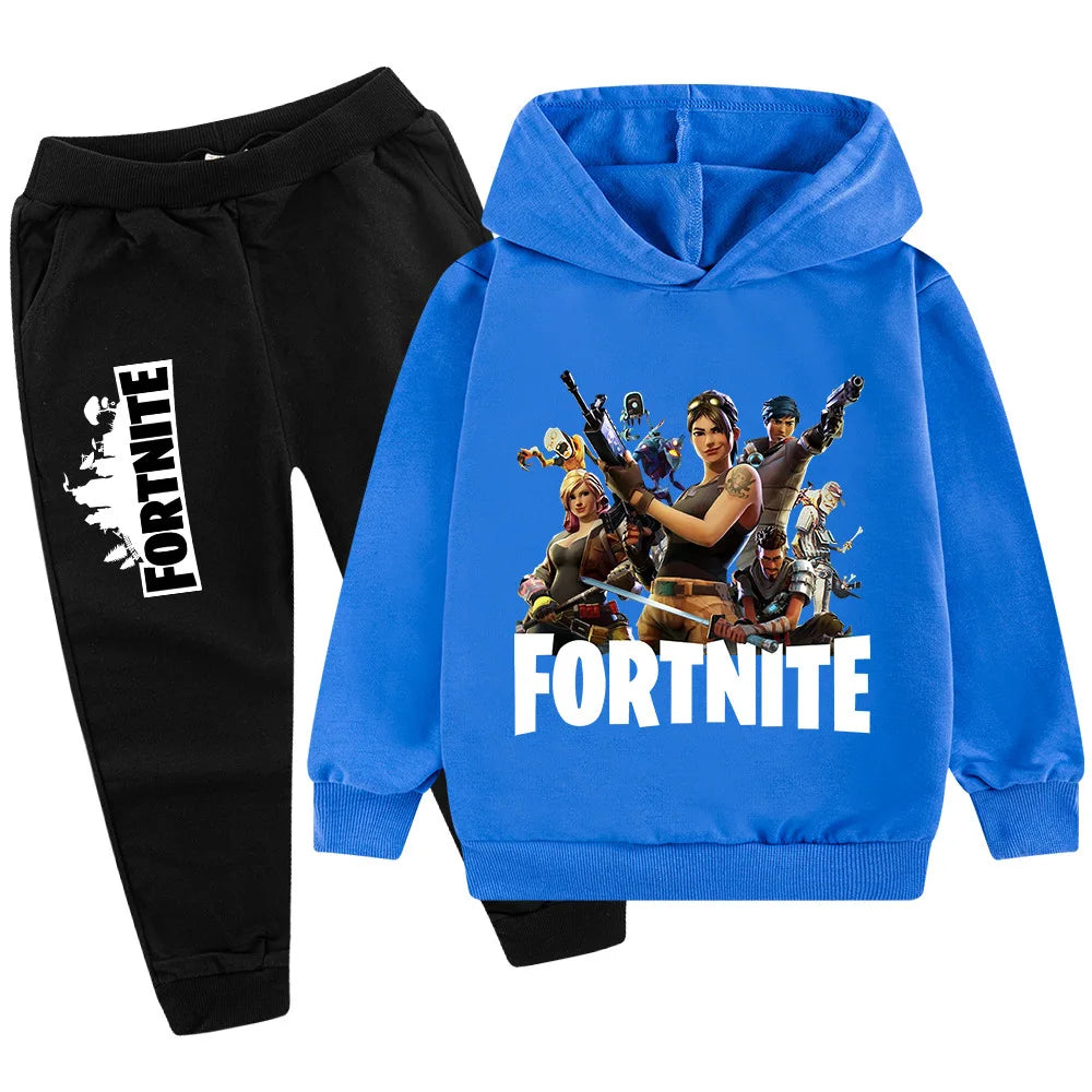 Novo 2026 otroško oblačilo za prosti čas s potiskom igre Fortnite, risanega sloga, z dolgimi rokavi, za jesen/zimo, nov komplet za najstnike