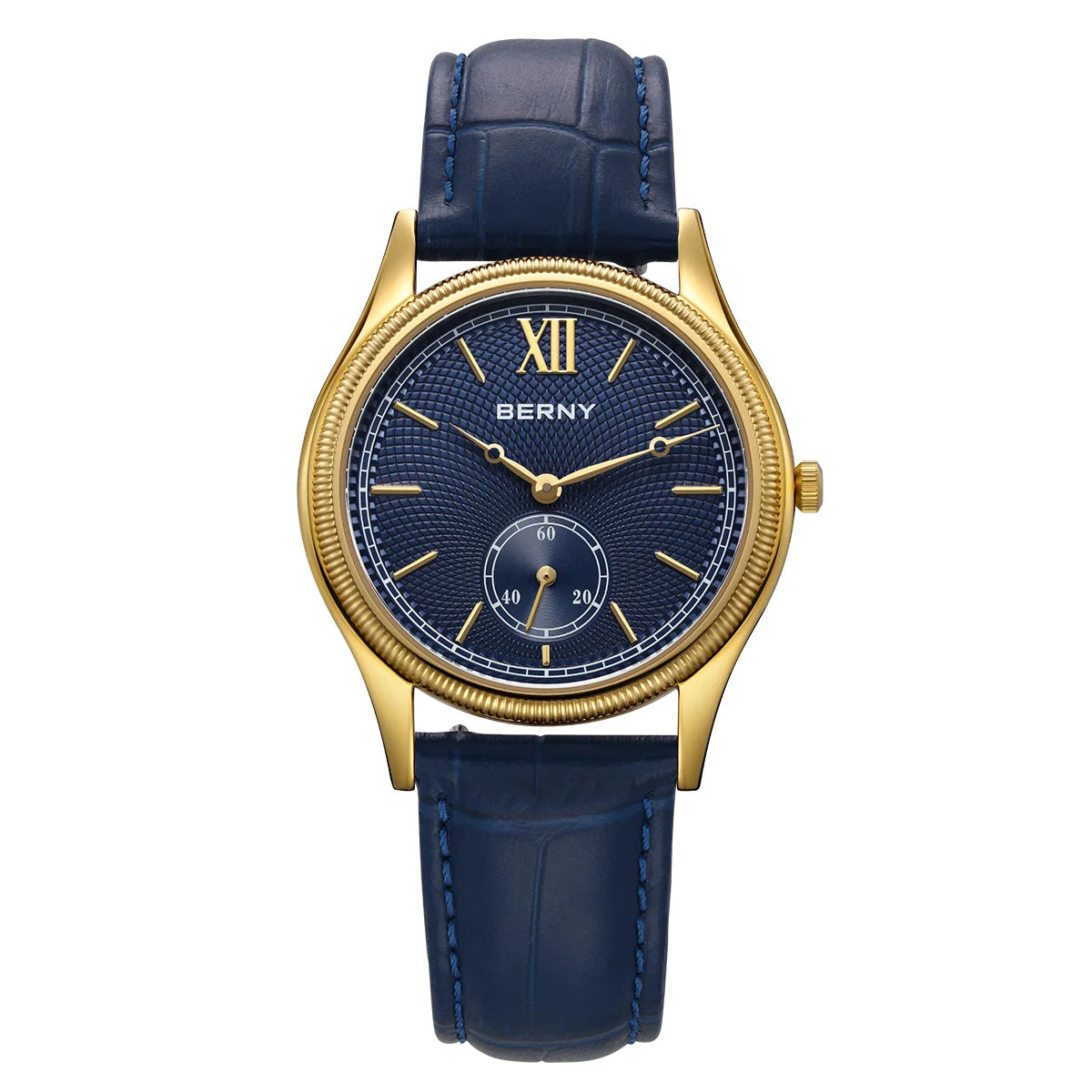 BERNY Luxury Watches for Men Classic Elegance Slim Dress Gold Quartz Men's Watch Leather Strap Fashion Business Wristwatch