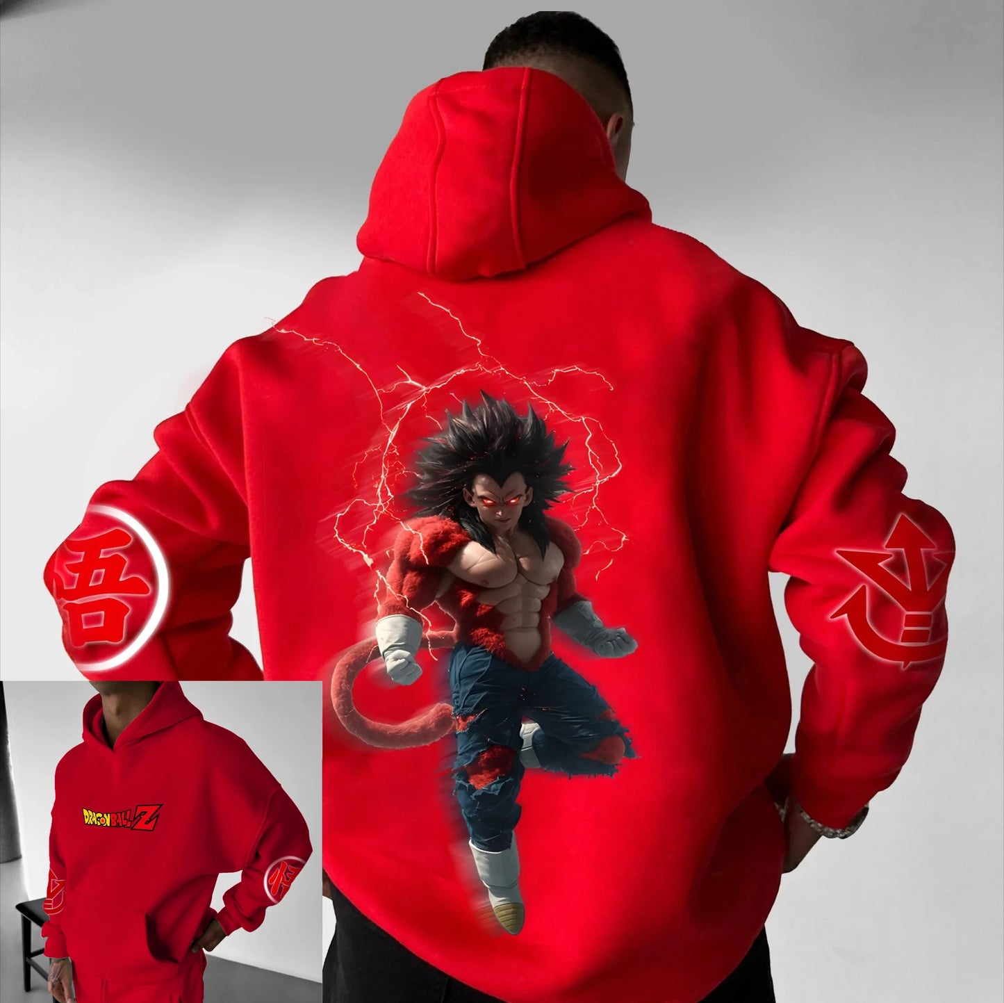 Oversized Men's Hoodie Dragon Ball Goku Anime Print Women Pullover Streetwear Casual Spring Autumn Hooded Sweatshirt Y2k Clothes