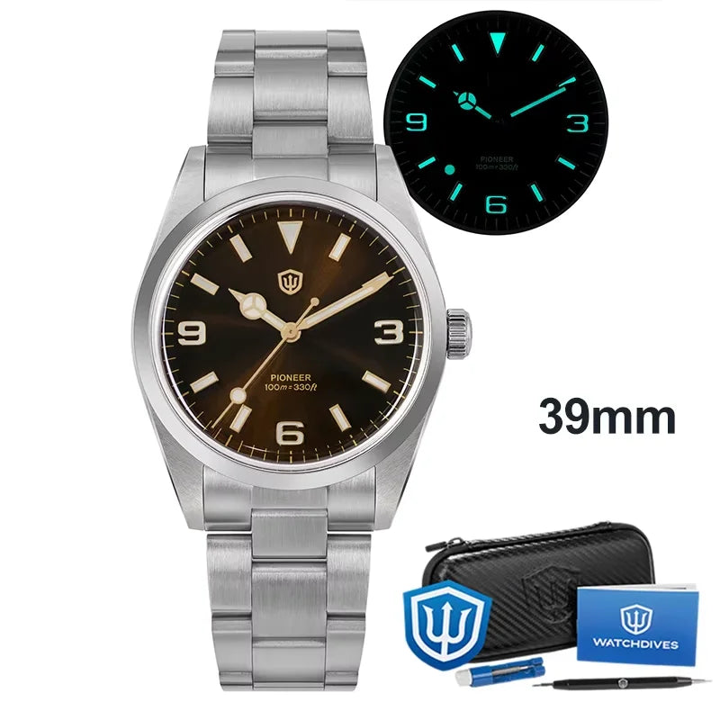 Watchdives WD1016 V3 36Mm VH31 Quartz Watch Man Multicolored K1 Bubble Mirror Sapphire Luminous 100M Waterproof Steel Wristwatch