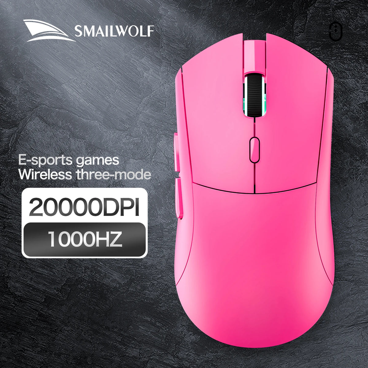 SMAILWOLF RS7 „Bluetooth“ belaidė žaidimų pelė, trijų režimų PAW3311 makrokomandų pelė nešiojamajam kompiuteriui, žaidimams ir biurui