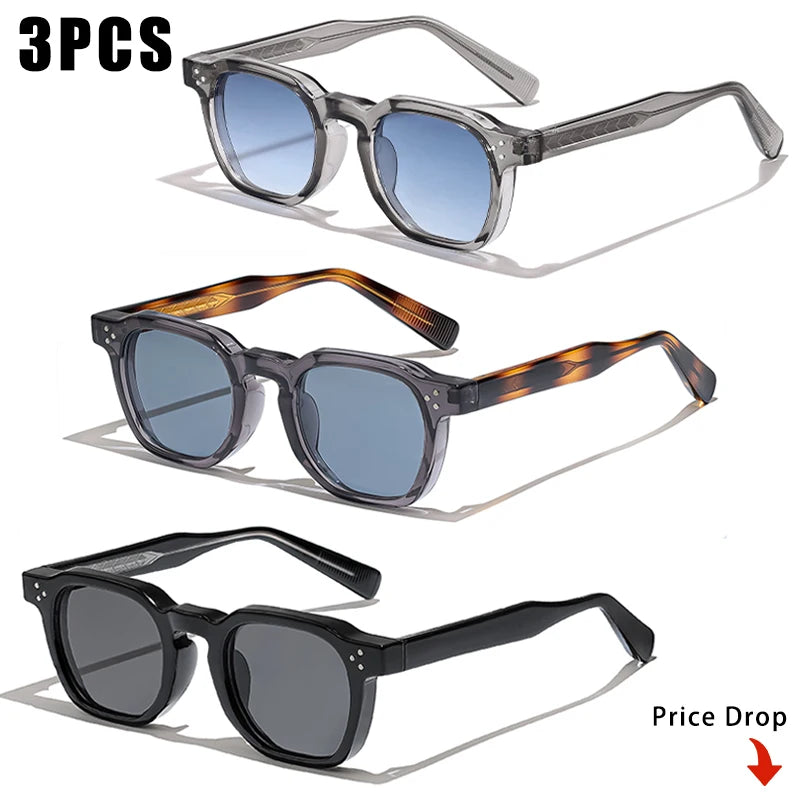 1/2/3 Pairs CATERSIDE Fashion Men Sunglasses Retro Brand Design Polycarbonate Frame Sun Glasses Women Travel Party Eyeglasses