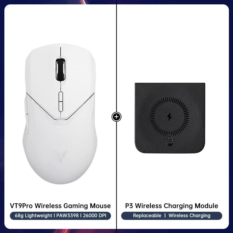 Rapoo VT9PRO Wireless Gaming Mouse 26000 DPI Ultra-Light Esports Mouse with PAW3398 Sensor, 8 Programmable Buttons, Dual-Mode Rechargeable Gaming Mouse