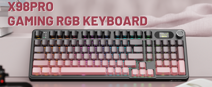 ATTACK SHARK X98 RGB Wireless Mechanical Keyboard,LED Smart Display&Knob, Hot Swappable,Pre-lubed Linear Switches