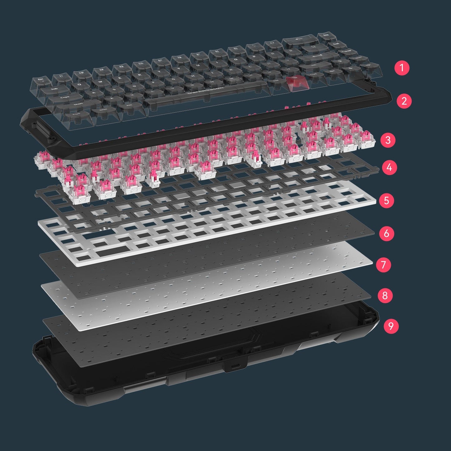 DarkBeacon Flux 68 HE Magnetic Switch Hot Swappable Mechanical Gaming Keyboard, USB-C Wired RGB 65% Layout