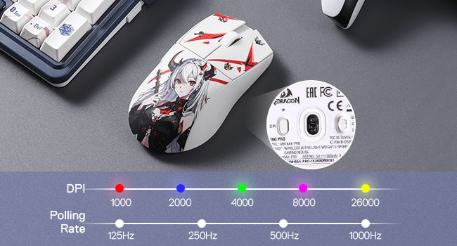 Redragon M916AK PRO 3 módú anime gamer egér, 42G ultrakönnyű, 26K DPI, teljesen programozható gombokkal