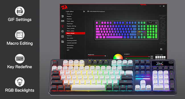 Redragon K762 Wireless Gasket Gaming Keyboard,104 Keys Mechanical Keyboard, Easy-Control 1.14’’ TFT Info Display