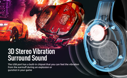 Kofire UG-05 Gaming Headphones 2.4G BT5.0 Wireless Headset With Mic RBG Light Vibration Bluetooth Earphone For PS4 PS5 PC Switch