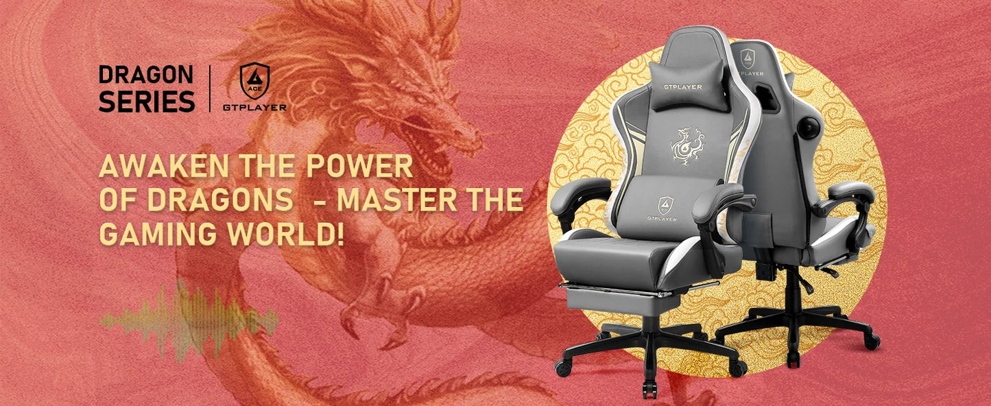 GTPLAYER Dragon Series Gaming Chair with Bluetooth Speakers, Footrest, Ergonomic Gamer Chair, Adjustable Reclining Computer Office Chair