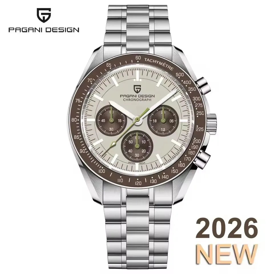 2026 New PAGANI DESIGN V6 Moon Men's Watch Speed Sports Chronograph Quartz Watch Men AR Sapphire Ceramic Bezel Safe Clock