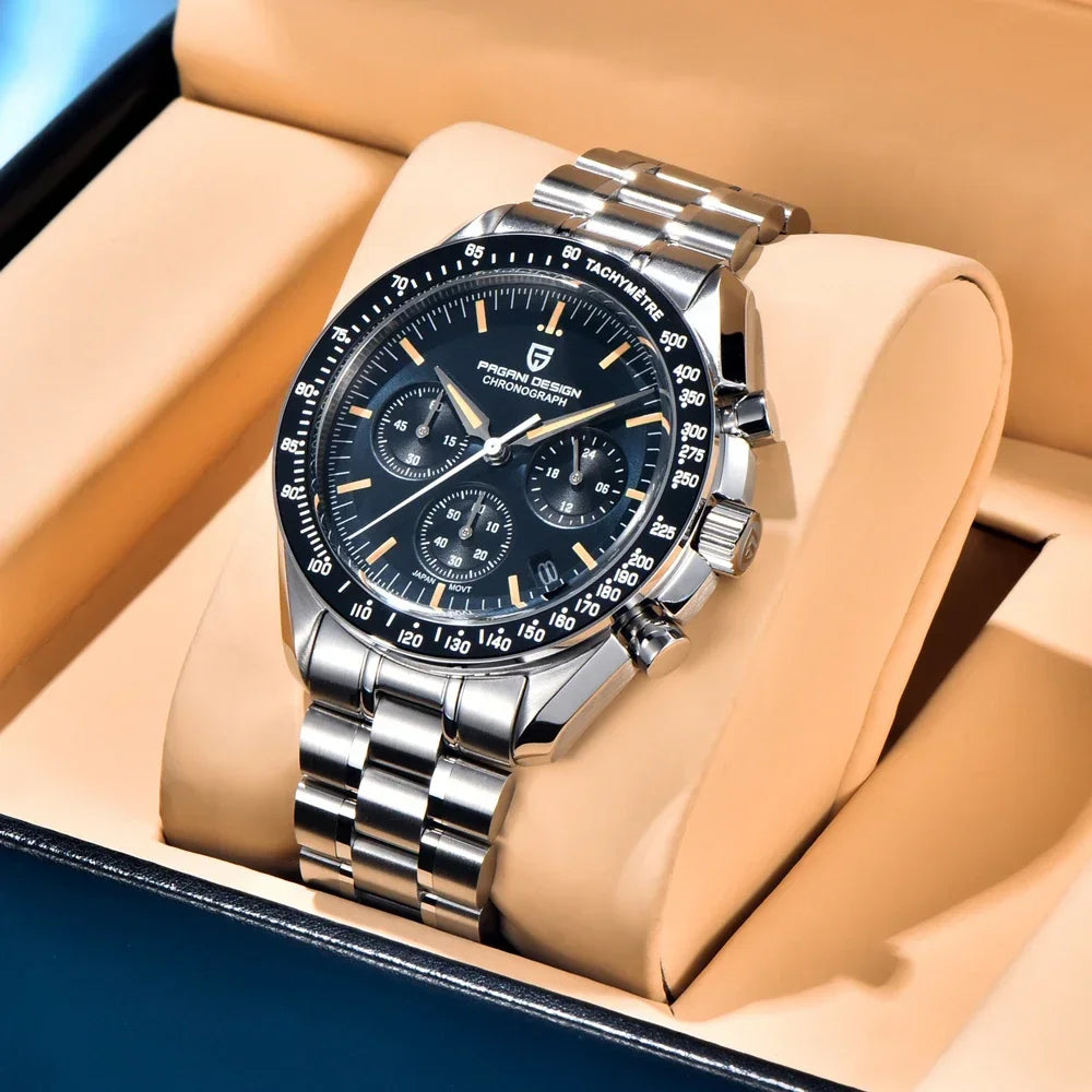 2026 New PAGANI DESIGN V6 Moon Men's Watch Speed Sports Chronograph Quartz Watch Men AR Sapphire Ceramic Bezel Safe Clock