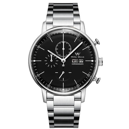 WM Watch Quartz Watches Casual Business Sapphire Crystal Water Resistant Stainless Steel Welly Merck Watch 014M