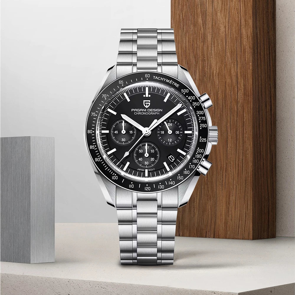 2026 New PAGANI DESIGN V6 Moon Men's Watch Speed Sports Chronograph Quartz Watch Men AR Sapphire Ceramic Bezel Safe Clock