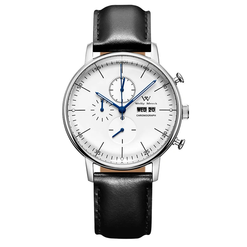 WM Watch Quartz Watches Casual Business Sapphire Crystal Water Resistant Stainless Steel Welly Merck Watch 014M