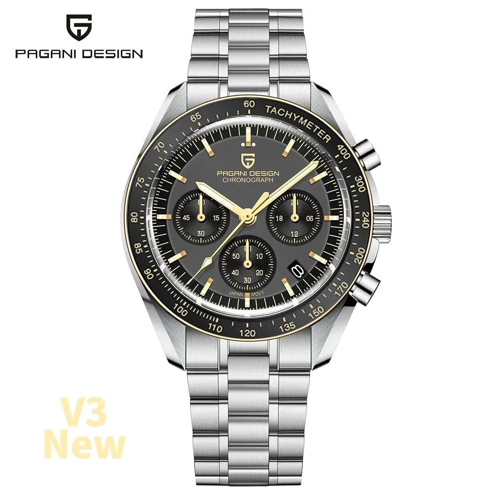 PAGANI DESIGN New men’s watches, luxury quartz watch, speed chronograph, AR sapphire glasses, 100M water-resistant, business watch 2026, EU local shipping