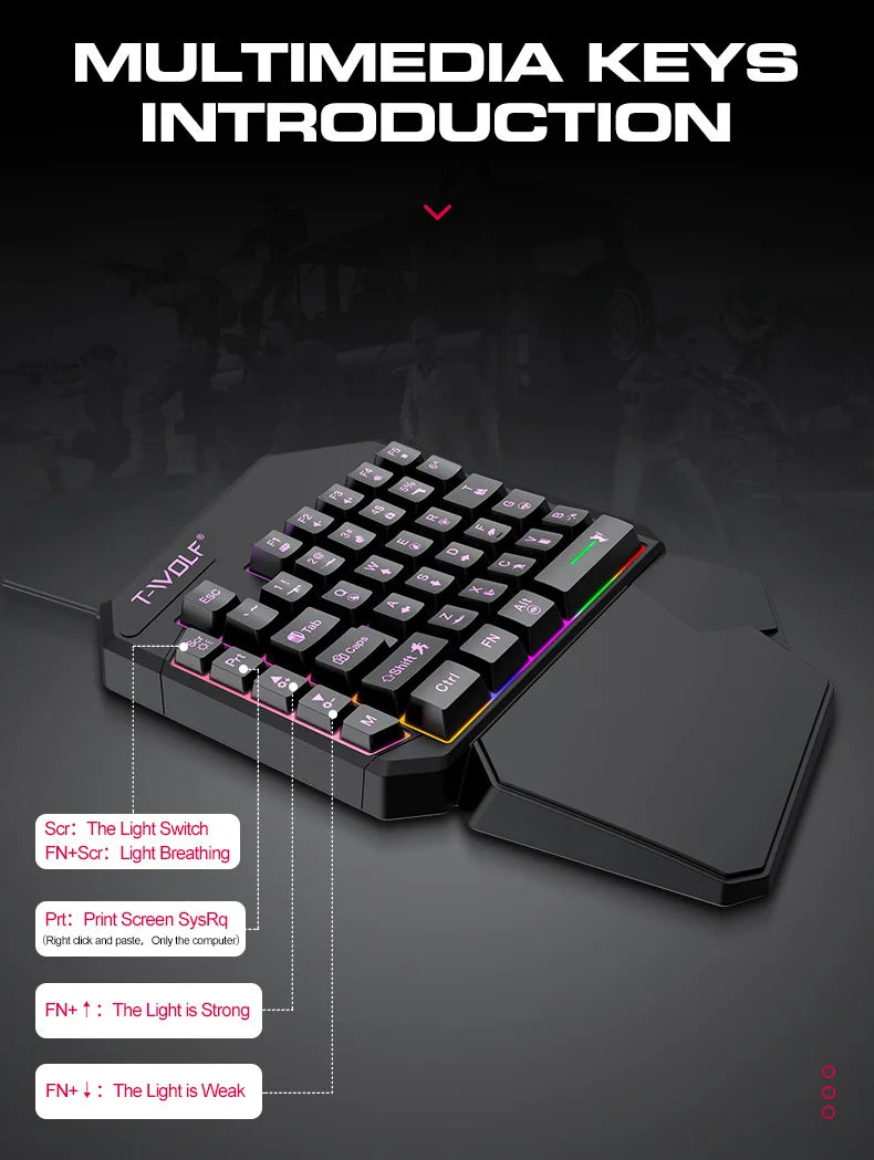 Kit Mobilador Gamer Kit Gaming Keyboard Mouse Mobile Games Converter 3 In 1 Combo One Hand Keyboard for PUBG Mobile Games TF900