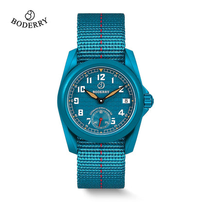 BODERRY Men's Field Watches Titanium Automatic Top Brand Wristwatch 100M Waterproof Clock Military Watch for Men