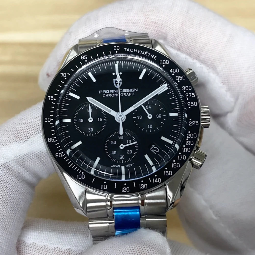2026 New PAGANI DESIGN V6 Moon Men's Watch Speed Sports Chronograph Quartz Watch Men AR Sapphire Ceramic Bezel Safe Clock