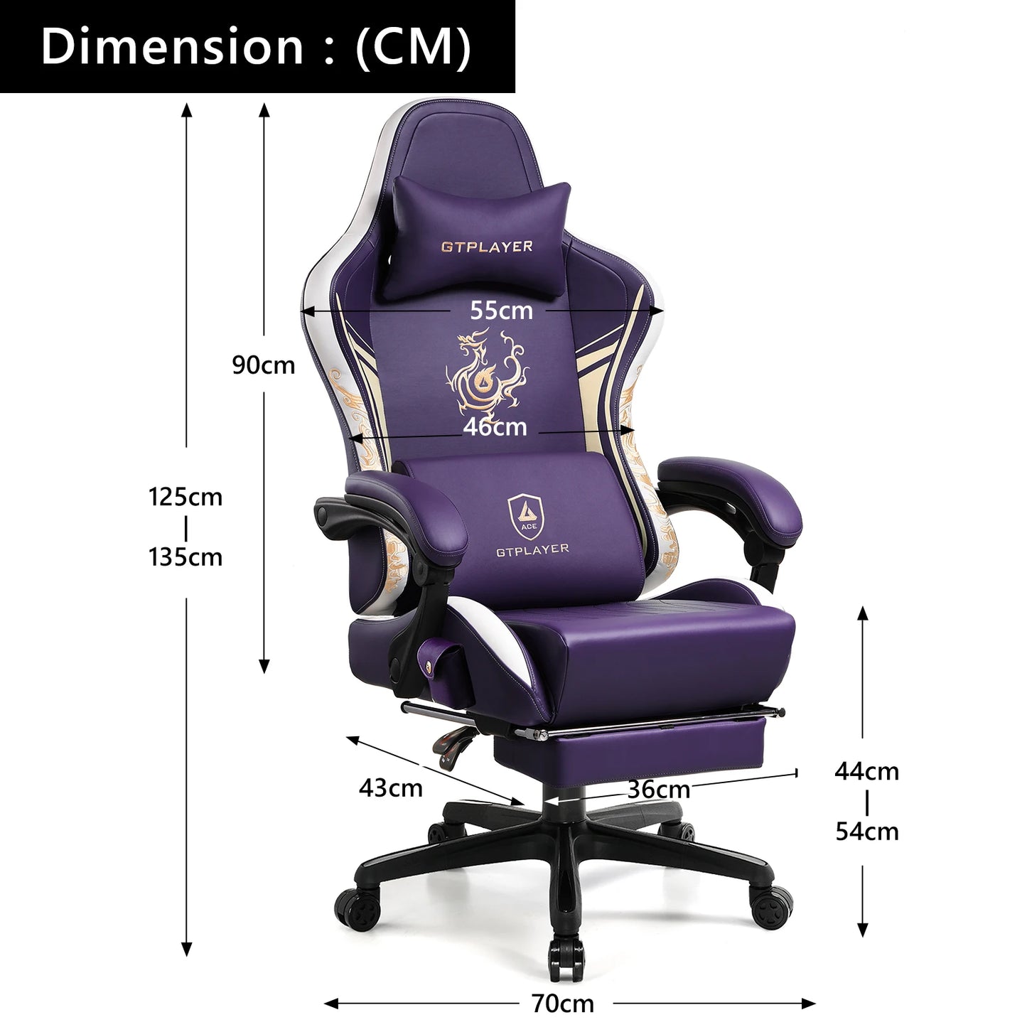 GTPLAYER Dragon Series Gaming Chair with Bluetooth Speakers, Footrest, Ergonomic Gamer Chair, Adjustable Reclining Computer Office Chair