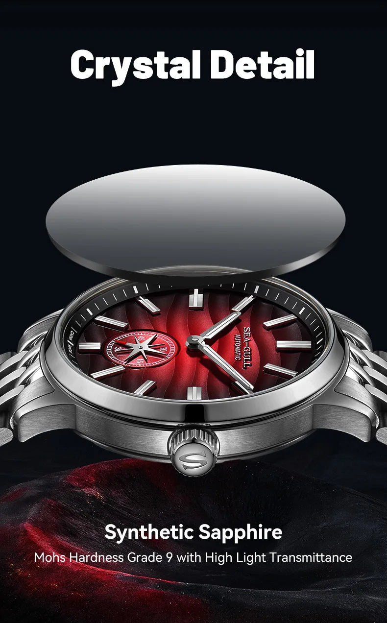 Seagull Natural Series 39.5mm Men's Watch Automatic Mechanical Watches Luminous Stainless Steel Sapphire Bracelet 2026 New 6180