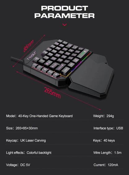 Kit Mobilador Gamer Kit Gaming Keyboard Mouse Mobile Games Converter 3 In 1 Combo One Hand Keyboard for PUBG Mobile Games TF900