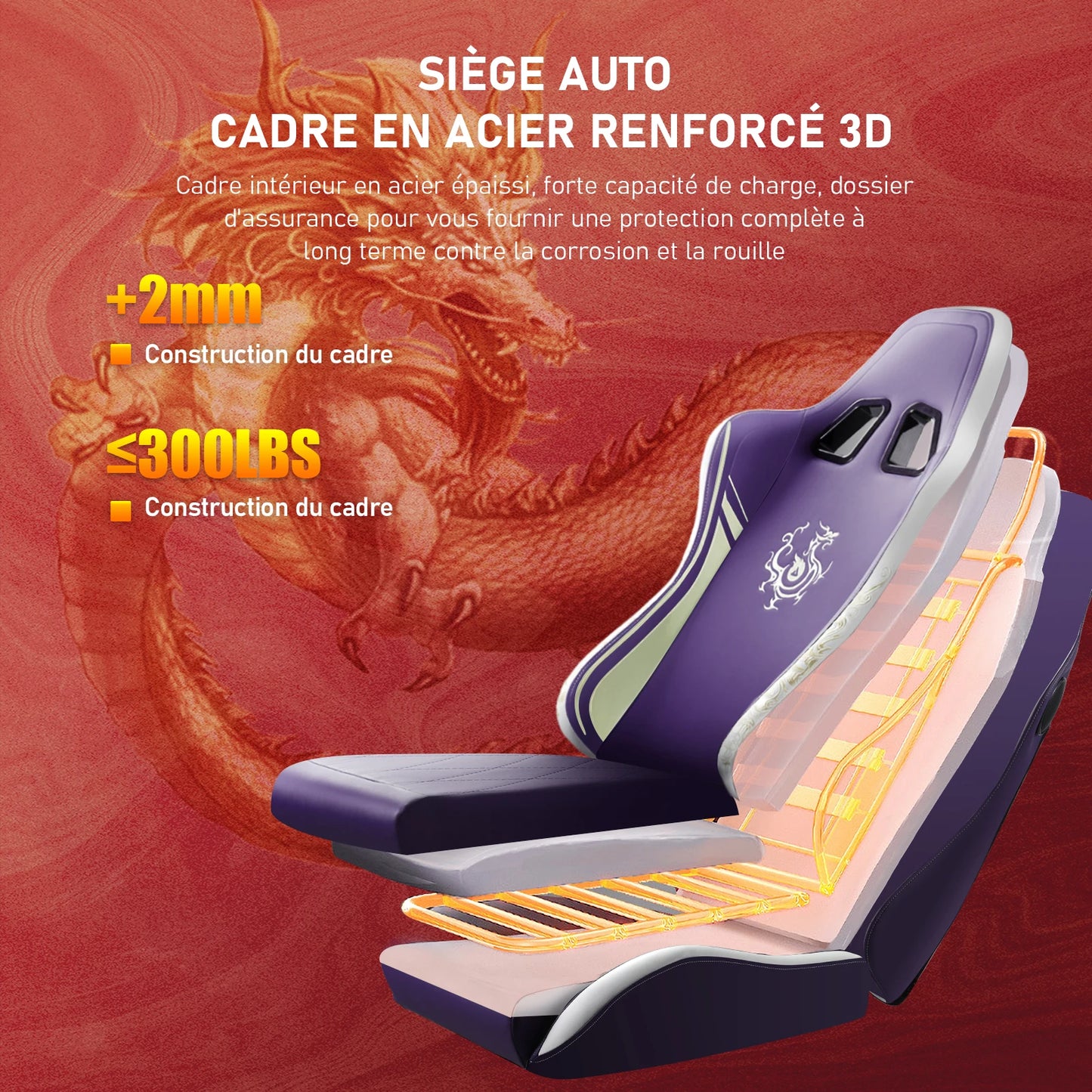 GTPLAYER Dragon Series Gaming Chair with Bluetooth Speakers, Footrest, Ergonomic Gamer Chair, Adjustable Reclining Computer Office Chair