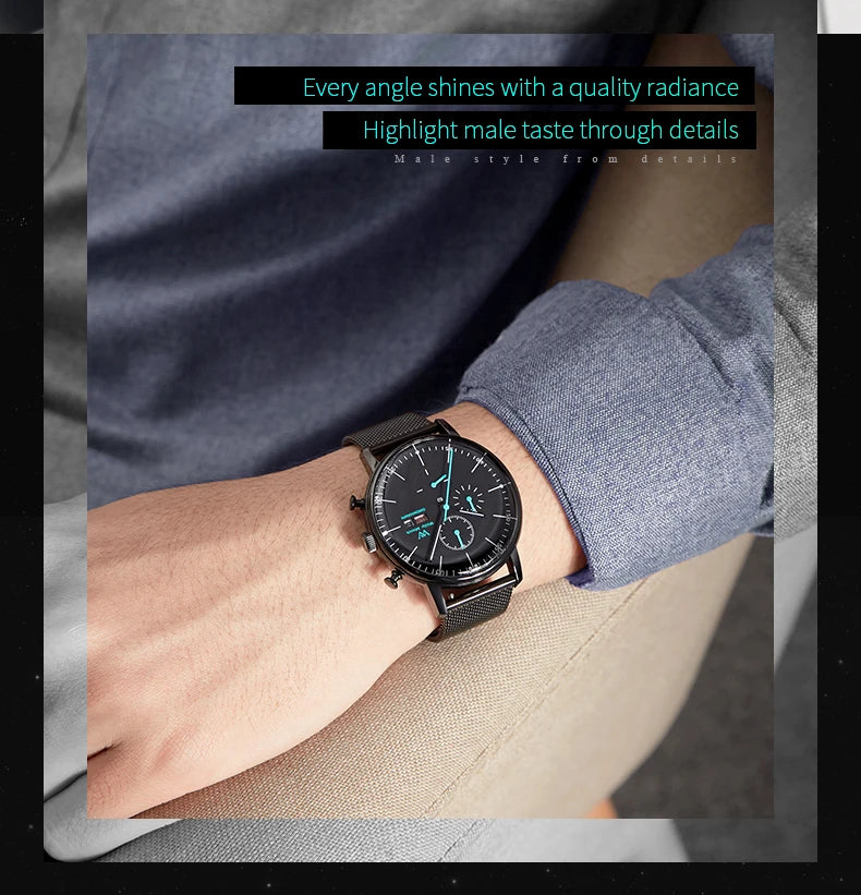 WM Watch Quartz Watches Casual Business Sapphire Crystal Water Resistant Stainless Steel Welly Merck Watch 014M