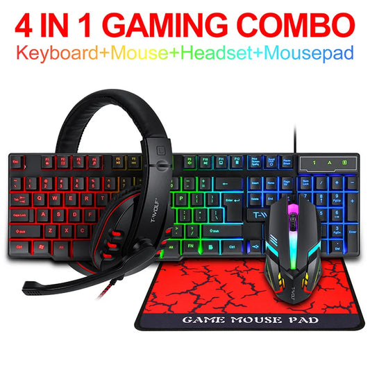 Arabic English Keyboard Spanish Russian Arabic Keyboard Mouse Kit 100% Keyboard ISO Layout 104 Keys Rainbow Backlight Gaming T20
