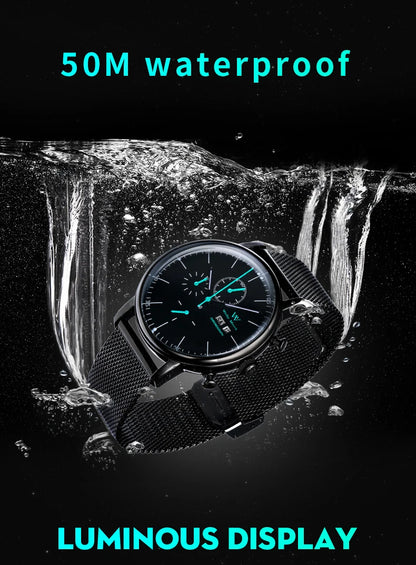 WM Watch Quartz Watches Casual Business Sapphire Crystal Water Resistant Stainless Steel Welly Merck Watch 014M