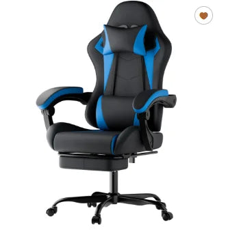 Gaming Stuhl Ergonomisch Gaming Chair mit Lendenkissen und Kopfstütze, Gamer Stuhl Höhenverstellbar, Pc Stuhl für Erwachsene Mäd