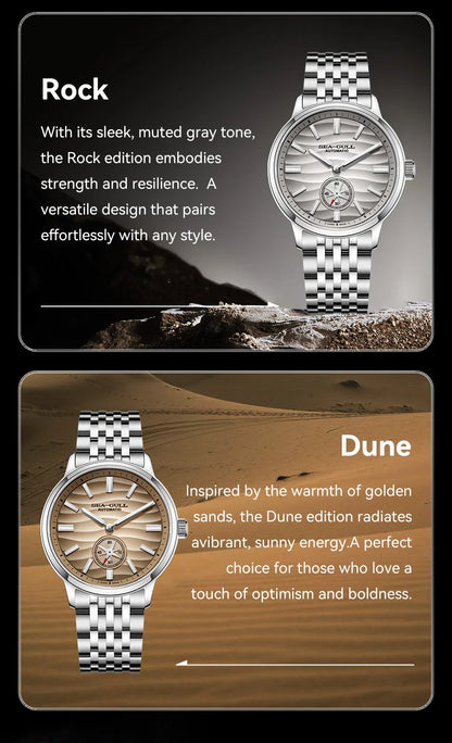 Seagull Natural Series 39.5mm Men's Watch Automatic Mechanical Watches Luminous Stainless Steel Sapphire Bracelet 2026 New 6180