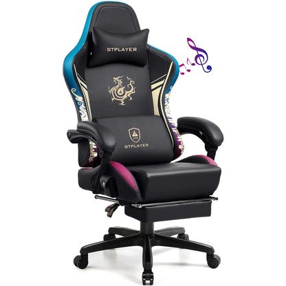 GTPLAYER Dragon Series Gaming Chair with Bluetooth Speakers, Footrest, Ergonomic Gamer Chair, Adjustable Reclining Computer Office Chair