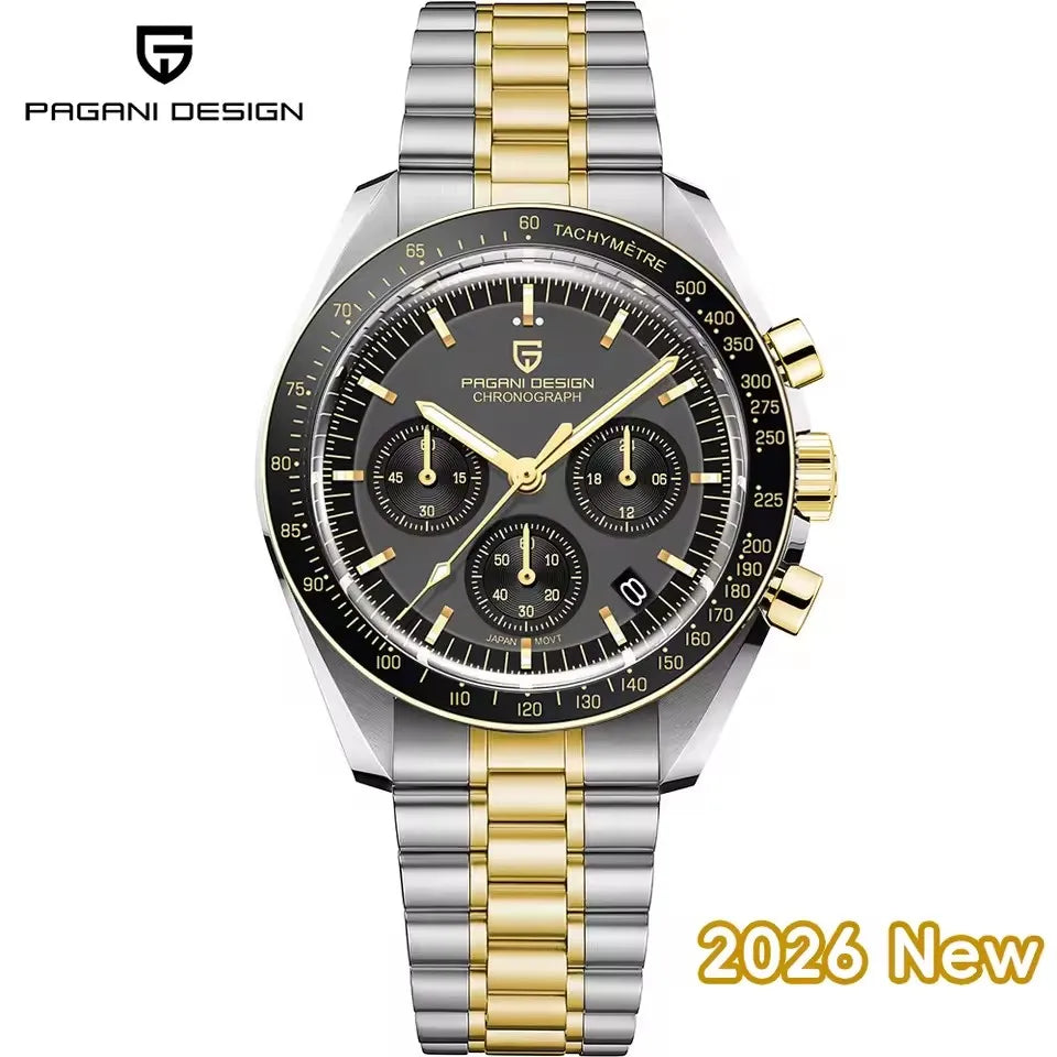 2026 New PAGANI DESIGN V6 Moon Men's Watch Speed Sports Chronograph Quartz Watch Men AR Sapphire Ceramic Bezel Safe Clock
