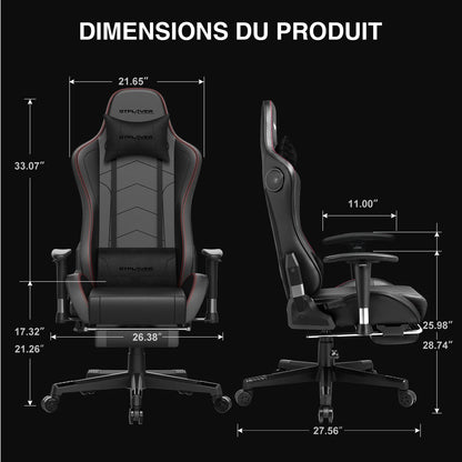 GTPLAYER Gaming chair with Footrests Bluetooth loudspeaker Music chair Ergonomic Computer chair Desk chair