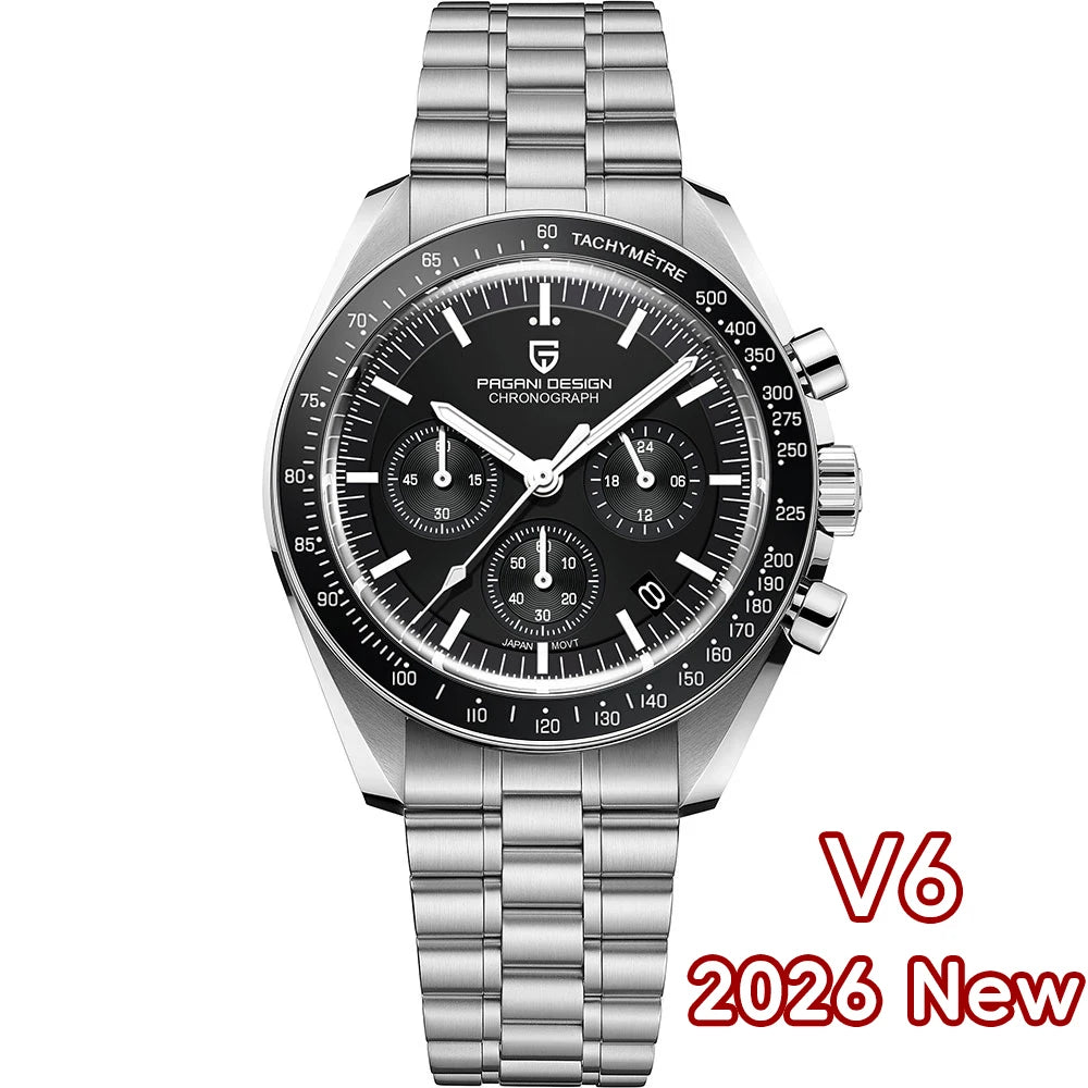 PAGANI DESIGN Nouvelle CK2988 Moon Watches Montre rétro de luxe à quartz pour homme Verre saphir Chronographe de vitesse Montre-bracelet pour homme