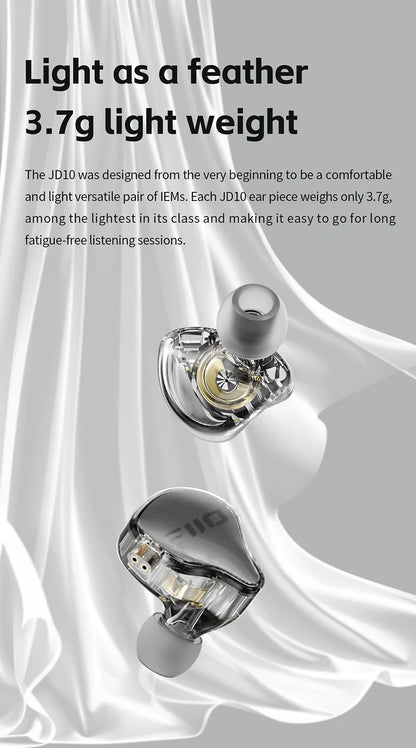 FiiO JD10 3.5mm / Type-C Wired In-Ear Earphone Hi-Res Audio HIFI Bass Stereo Music Earbuds Sport Gaming Headset